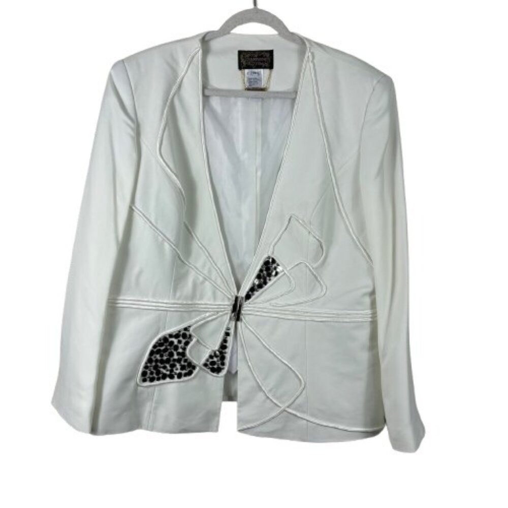 VTG Y2K 90s Champagne Italy Old Money Church Blazer White Sz 22 Retro